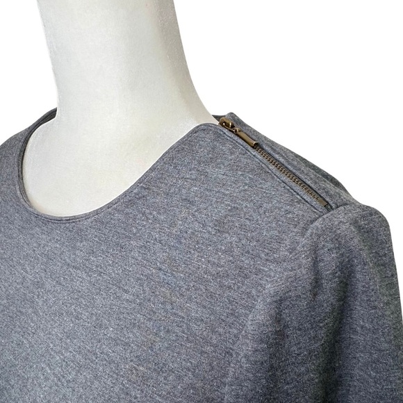 TALBOTS Sheath Dress Long Sleeve Zipper Shoulder Pintuck Gray 8 ID004875 - Picture 4 of 13